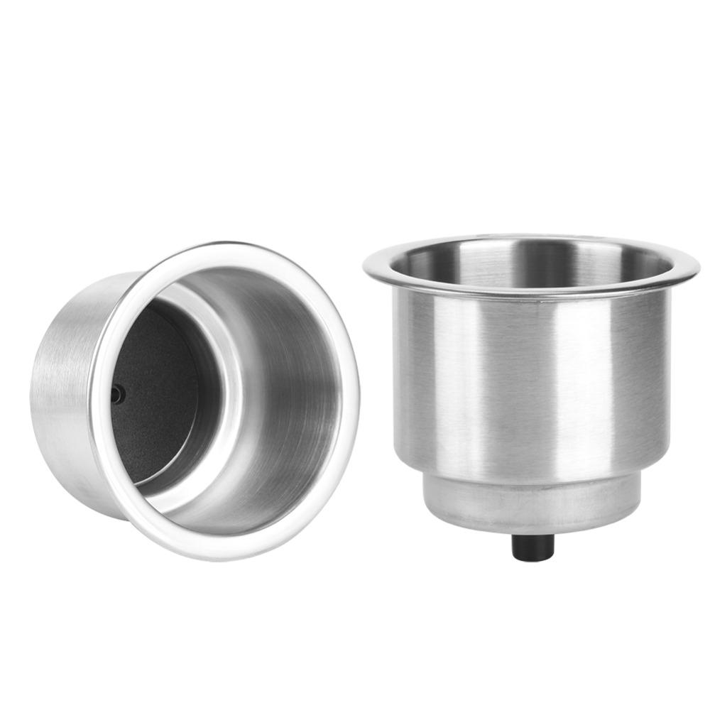 2 PCS Silver Beverage Rack Stainless Steel Marine Cup Holder Bottle Holder  Boat RV Camper Car