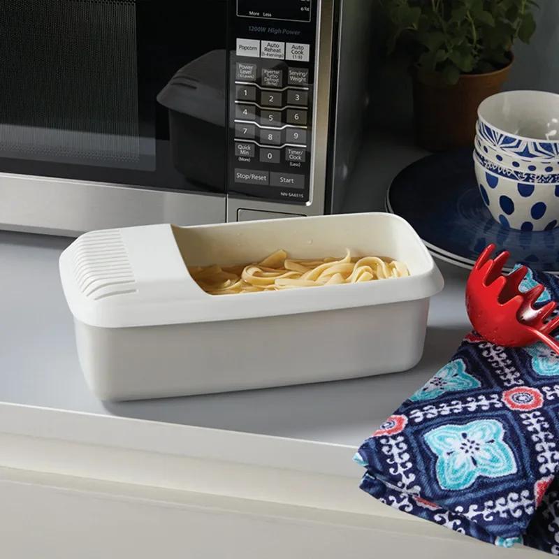 Mikrowellen-Pasta-Kocher mit Sieb Hitzebeständiger Pasta-Dampfgarer Spaghetti-Nudel-Kochbox Werkzeug Küchenzubehör