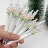 10Pcs Flowers Patch-Themed Retractable Ballpoint Pens - White Soft Grip Pens with Random Flowers Designs, Fine Point, Ideal for Students and Office Us