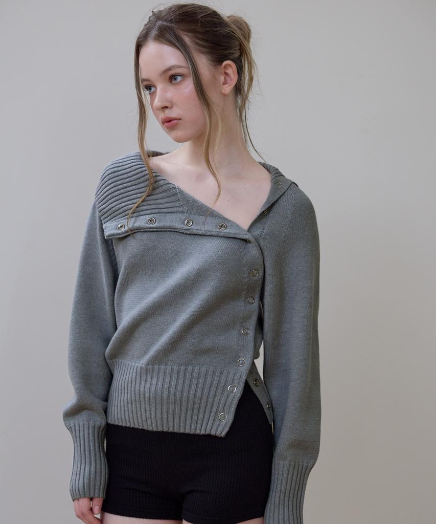 Rosefranz Fold Off Shoulder Knit [Gray]