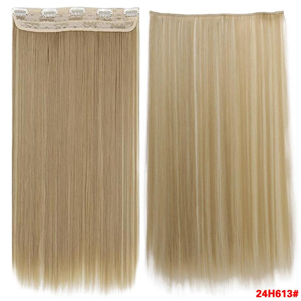 5Clips In Hair Synthetic Long Straight Hair Extensions Natural Hairpiece For Women Cosplay Party Wear