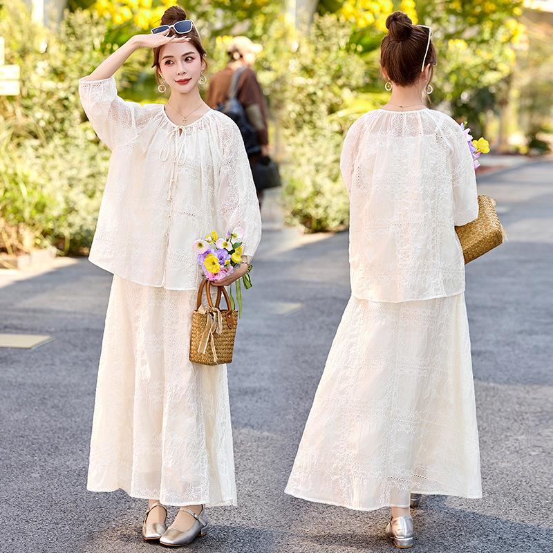 

Летняя женская модная рубашка от солнца, майка и юбка-полусолнце - YE6362 L (125-140 lbs)