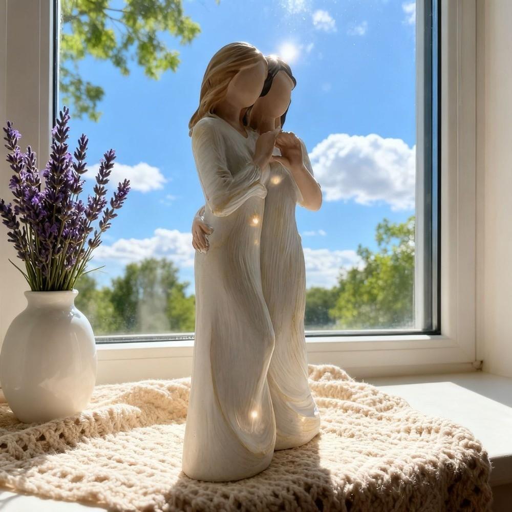 Resin Craft Mother and Daughter Statue Sister Family Sculpture Living Room