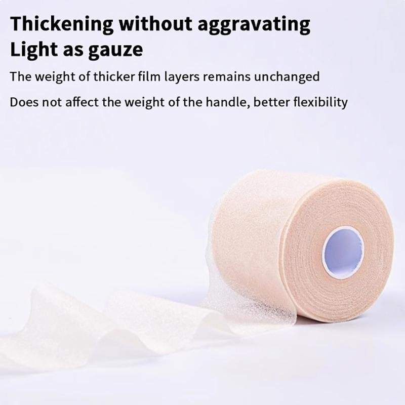 2/1 Roll PU Sponge Tennis Badmintion Racket Overgrip Shock-absorbing Film + 2/1 Roll Base Film Handle Membrane Damping Grip Skin