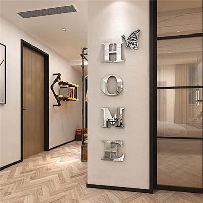Meine Zuhause Wanddeko Buchstaben Schilder Acryl Spiegel Wandaufkleber Wanddekorationen Für Wohnzimmer Schlafzimmer Heimdeko Wand, Silber Dura