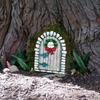 Garden Tree Fairy Door Decoration Outdoor Miniature Wooden Elf Door Ornament Fairytale World Tiny House Door Figurine Statue Sculpture Fairy
