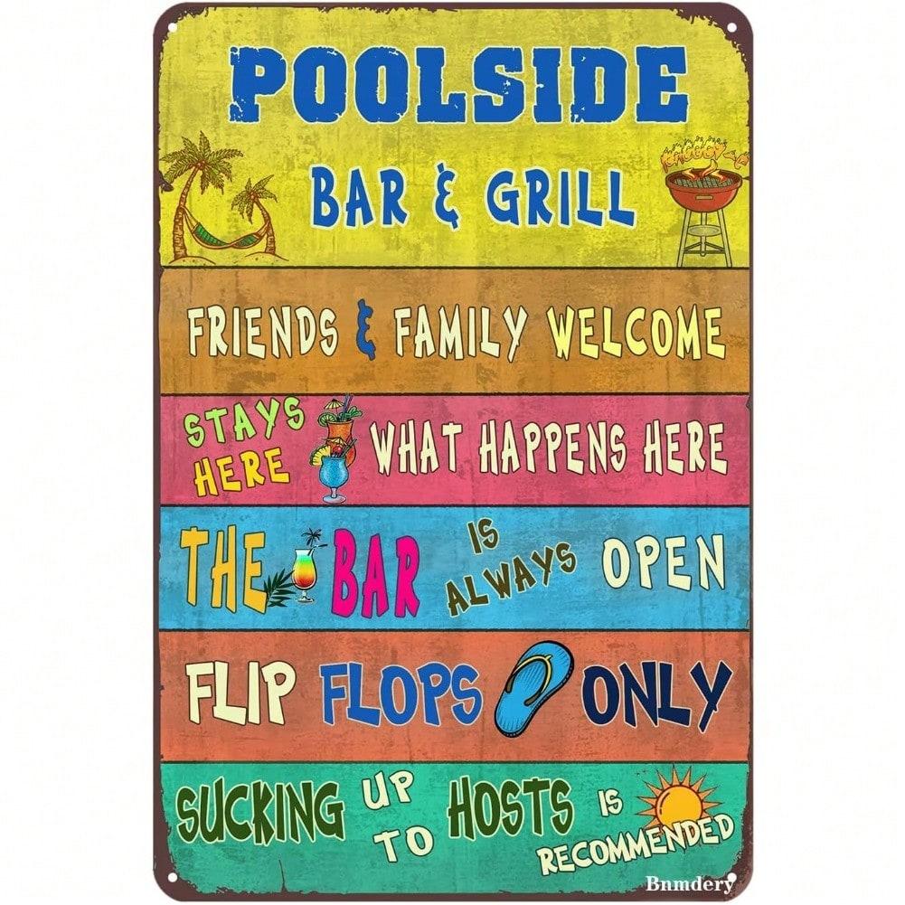 Vintage Lake Beach Pool House Tin Sign Home Kitchen Bar Wall Decor 8x12