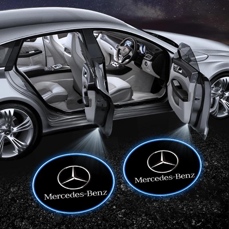 1/2Pcs LED Welcome Light Car Door Projector Lamps Car Accessories Stickers For Mercedes Benz AMG W204 W213 W205 W211 W212 W176