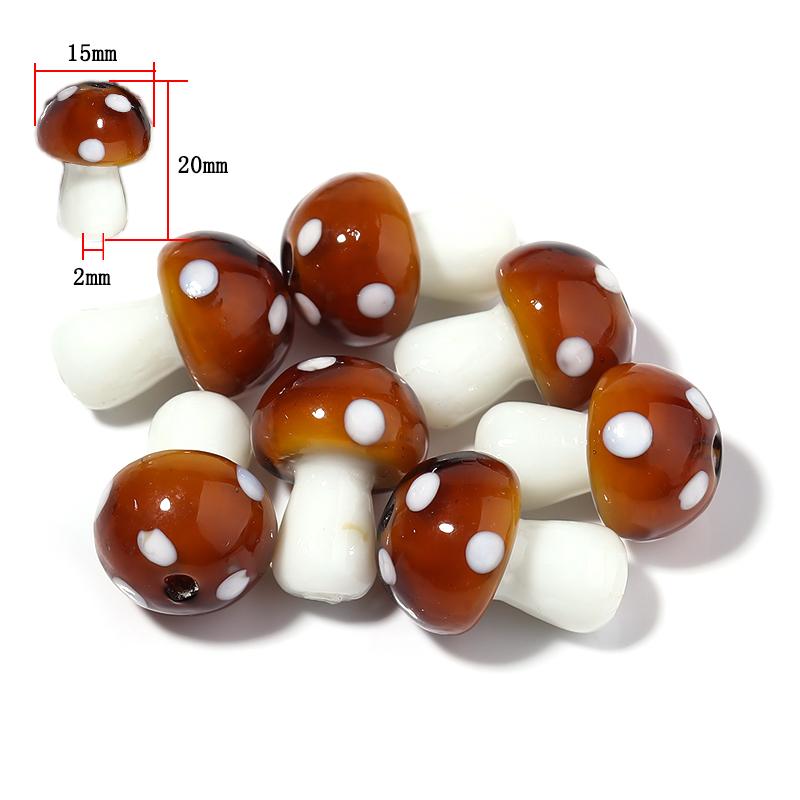 10-20Pcs 16x12mm Liuli Silica Lampwork Mushroom Beads Colourful Loose Glass Beads For Needlework DIY Jewelry Making Accessories
