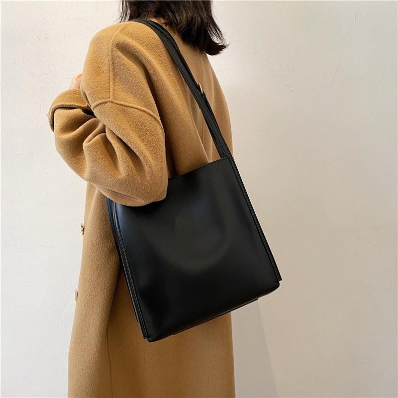 Ielgy One-Shoulder Retro Large-Capacity Tote Bag Korean Version Fashion Large-Capacity Un