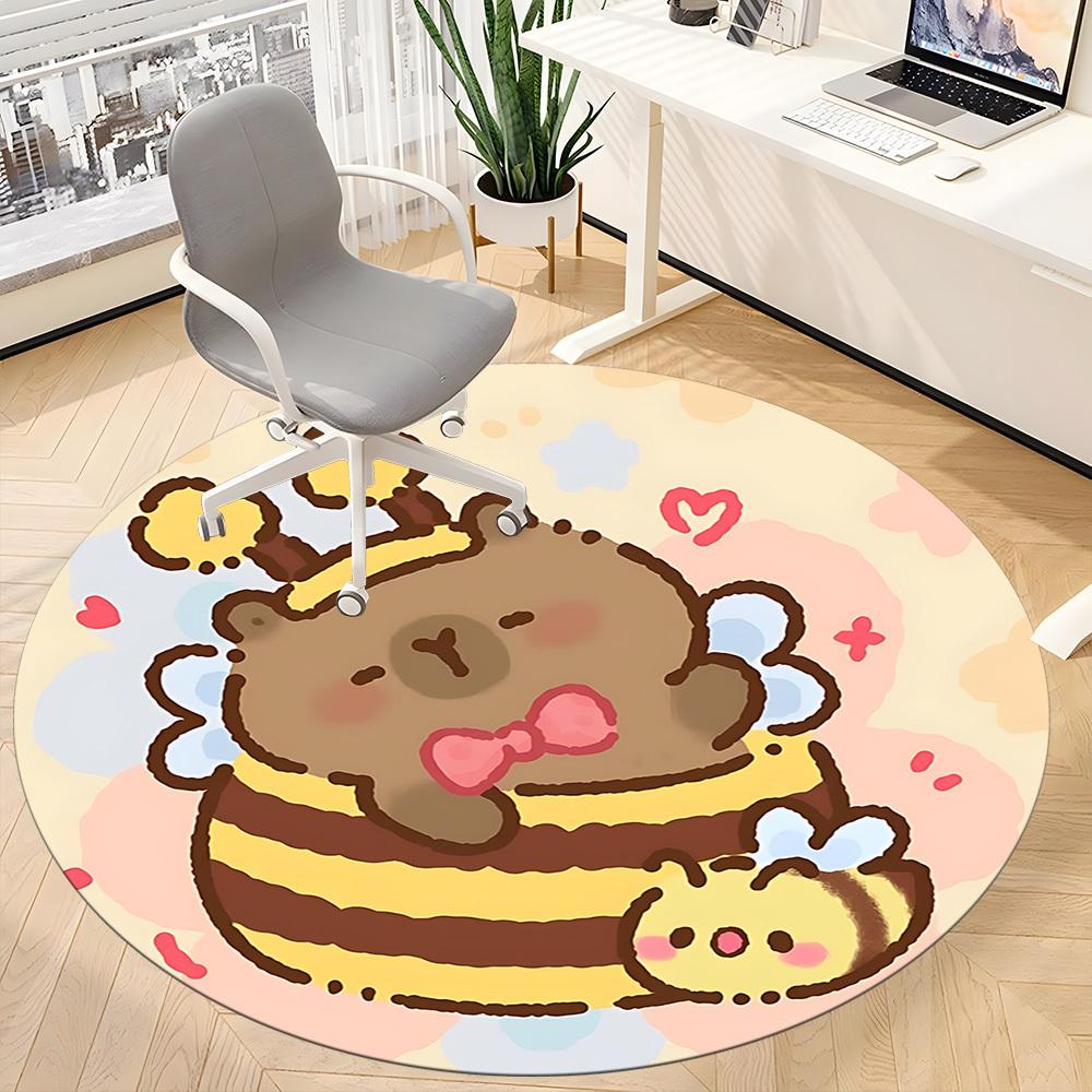 

1pc Cute bee Capybara Chair Carpet for Office, Soft Comfortable Mat For Office, Living Room, Bedroom, Machine Washable Carpet yy251112219 80cm by 80cm