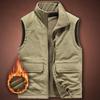Men's Reversible Fleece-Lined Multi-Pocket Vest for Autumn/Winter