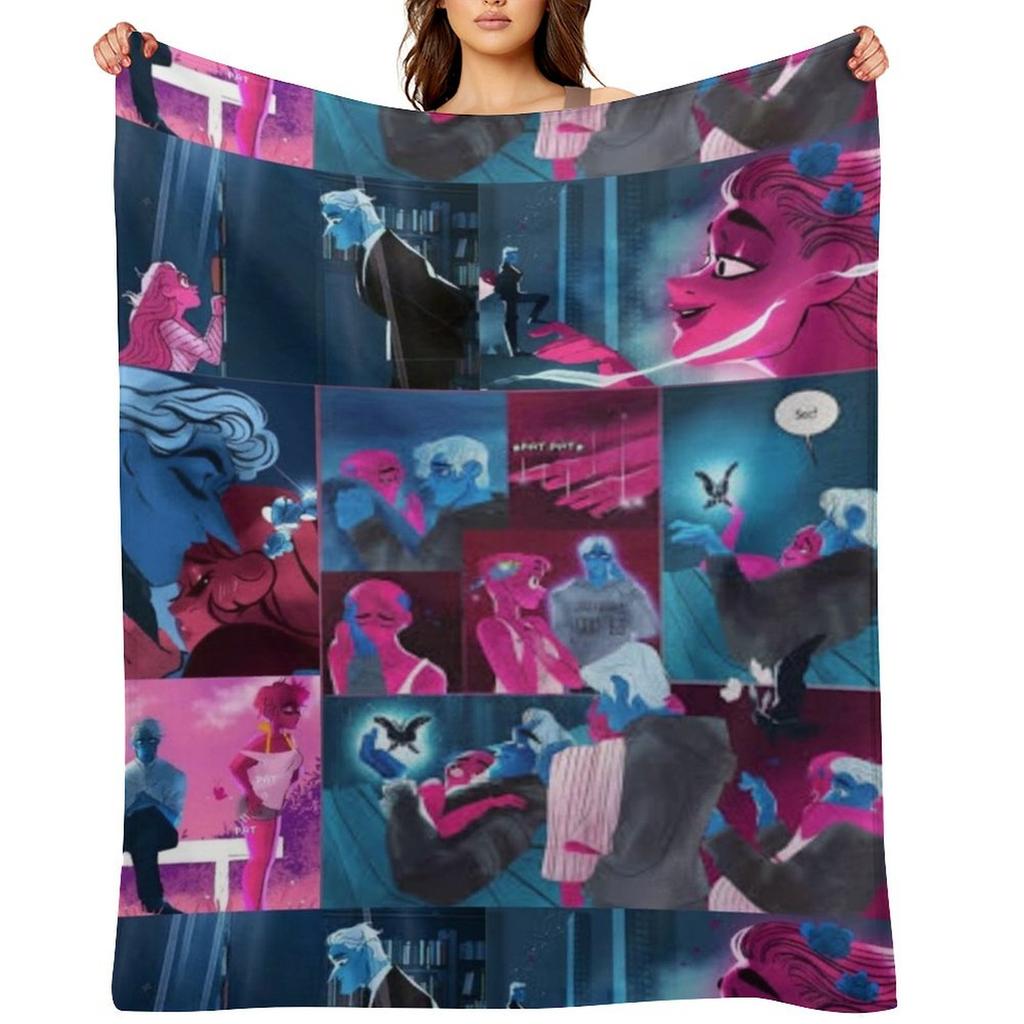 Lore Olympus Persephone and Hades Collage Webtoon Art Throw Blanket Softest blankets and throws Decorative Throw anime Blankets