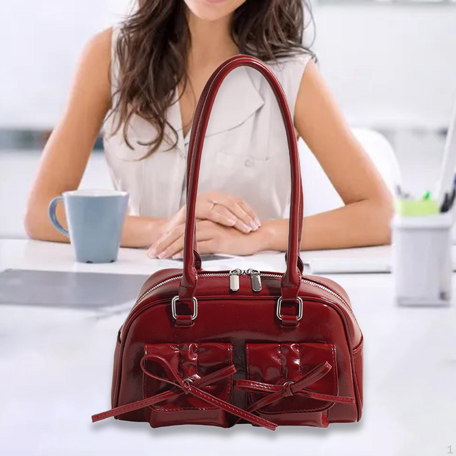 

Жіноча сумка через плече з ПУ шкіри з краваткою-метеликом для роботи та заходів червоний