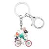 WEVENI Enamel Cartoon Cycling Mouse Keychain, Bike Jewelry for Women and Girls, Bag, Wallet, Car Charm, Multicolor, 39mm X 36mm