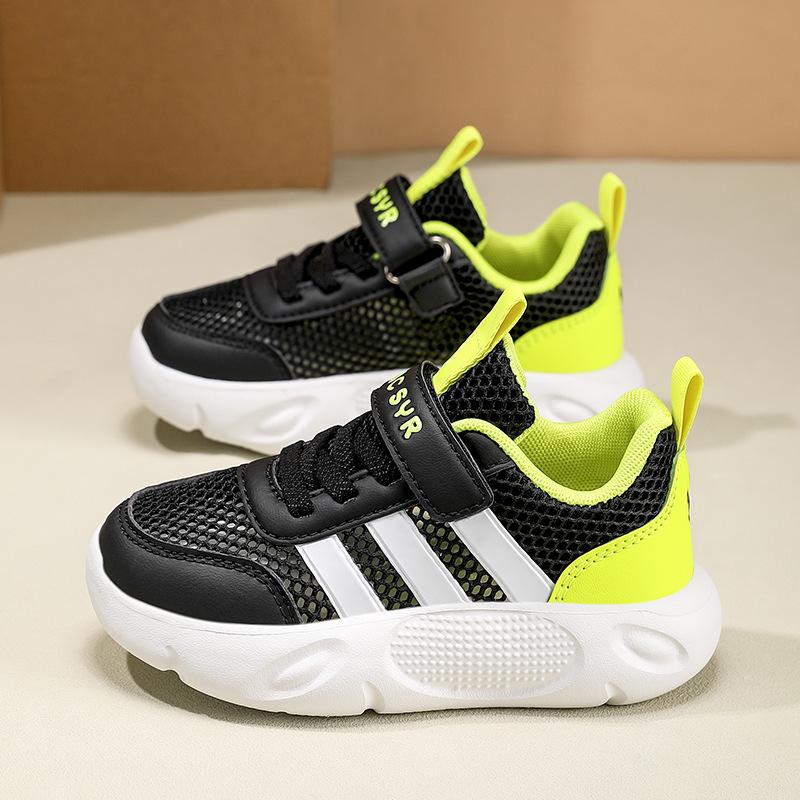 Summer Hollow Single Net Children's Sports Shoes Lightweight Running Shoes Velcro Primary School Children's Casual Shoes