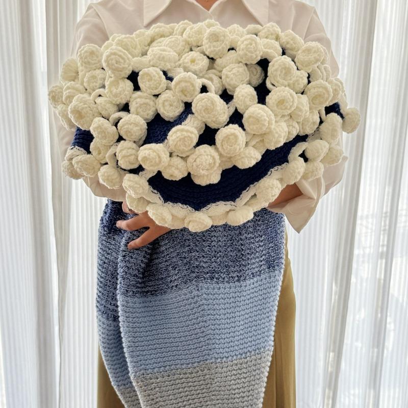 

120cm/160cm Jasmine Rose Bouquet Blanket Finished Office Nap Flower Blanket Yarn Gradient Blanket Valentine s Day Gift 120cm