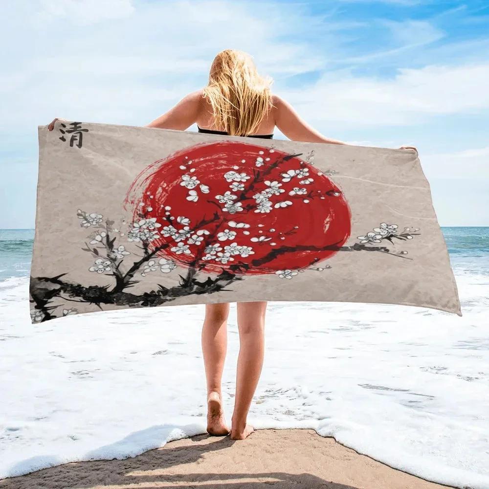 Japanische Kirschblüte Strandtuch Mikrofaser Blume Badetuch Saugfähig Camping Badezimmer Gesichts-Handtücher Schnelltrocknend Schwimm-Abdeckung