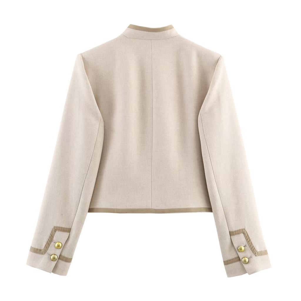 Foreign trade women's clothing spring new fashion temperament retro style versatile long-sleeved short jacket