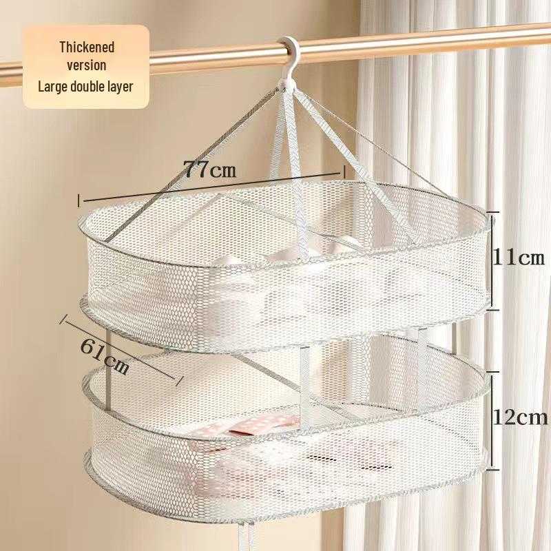 Multi-Layer Foldable Windproof Drying Basket with Edging for Underwear and Socks