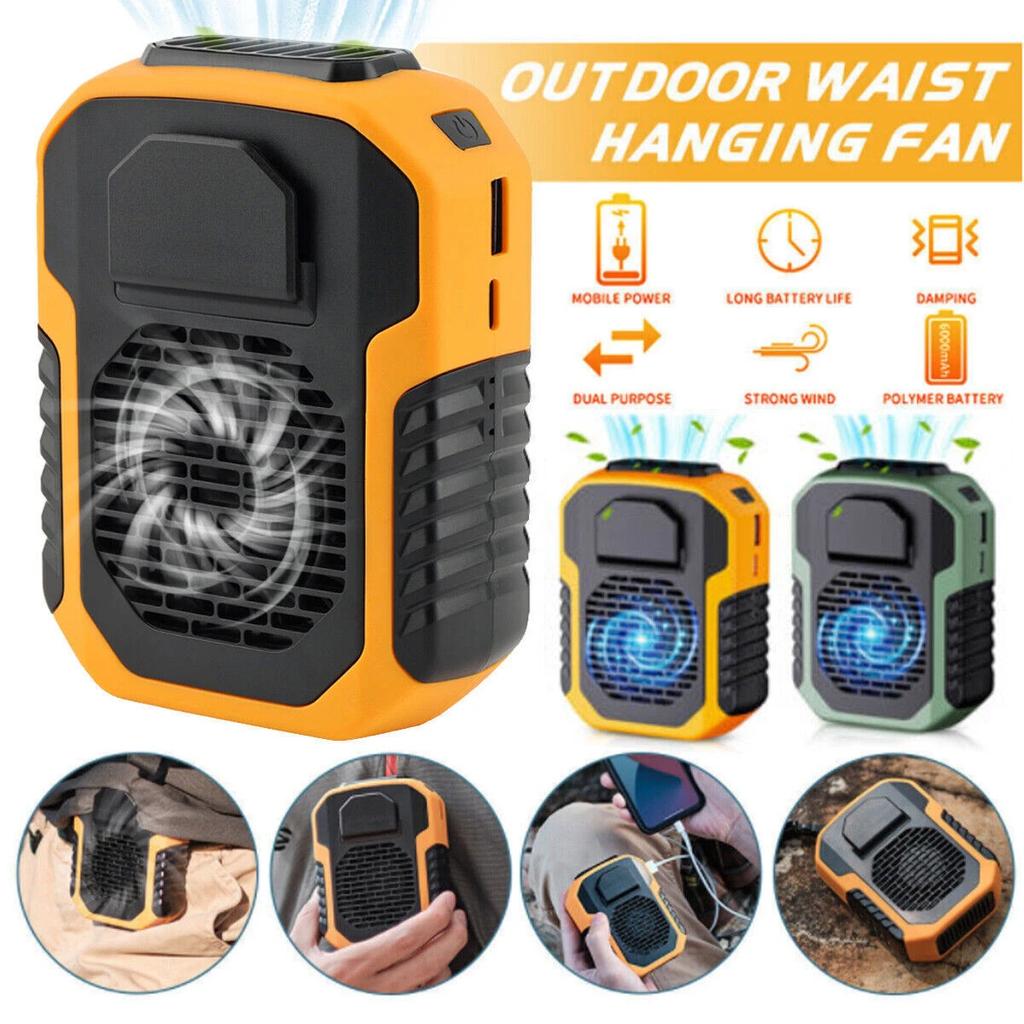 Mini Charging Fan Portable USB Neck Waist Hanging Fans Outdoor Heat Relief Tools Rechargeable Silent Long Use Life Powerbank