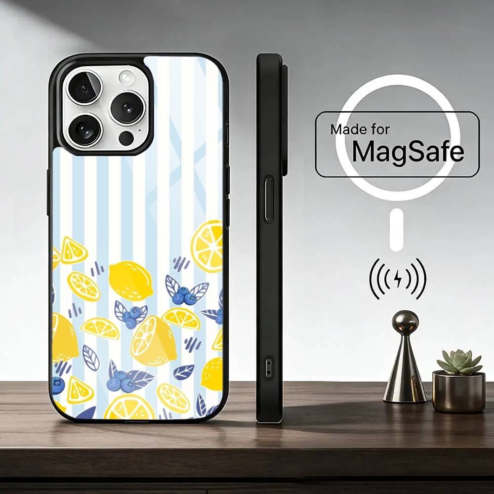 Lemon C-Cool Stripe Pattern  Phone Case For iPhone17,16,15,14,13,12,11 Plus,Pro Magnetic For Magsafe Wireless Charging