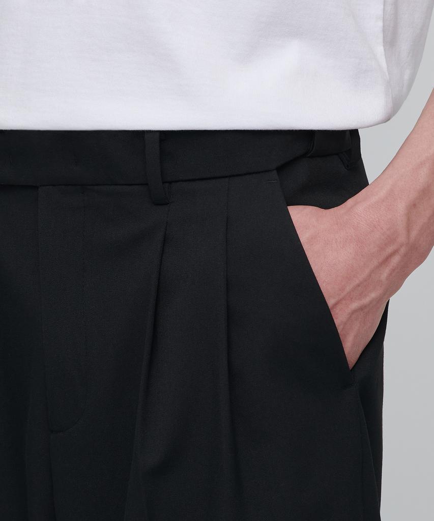 Musinsa Standard Super Wide Hidden Banding Crop Slacks [Black]