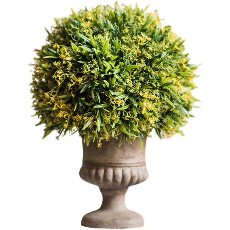Artificial Bonsai Tree with Pot - Decorative Desktop Ornaments and Simulation Green Grass Ball for Office, Dining, or Cafe Decor.