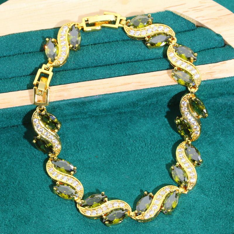 Europe and The United States Hot AAA Zircon Bracelet Necklace Earrings Female Jewelry Set