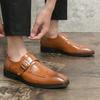 Fashion Italian Wedding Men Shoes Casual Man Pointed Dress Mens Brown Fashion Moccasins Business Pointed Luxury Buckle Leather Shoes