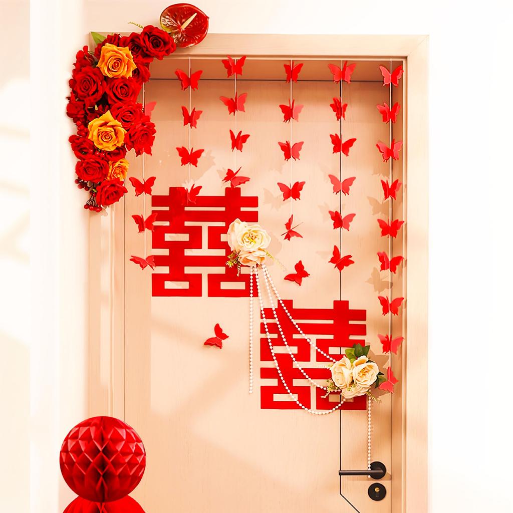 Wedding Couple Name Stickers Decorative Set for Groom And Bride New Home Door Decoration Festive Non-Woven Fabric Stickers