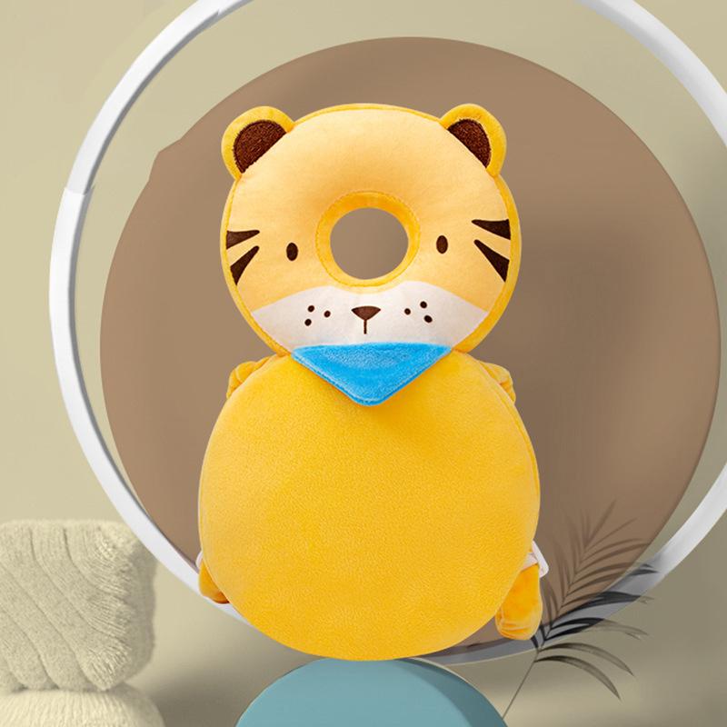 Kleinkind Anti-Kollisionskissen Atmungsaktiver Kopfschutz für Baby Walker Anti-Fall Tier Plüschkissen Verstellbarer Riemen Rückenkissen