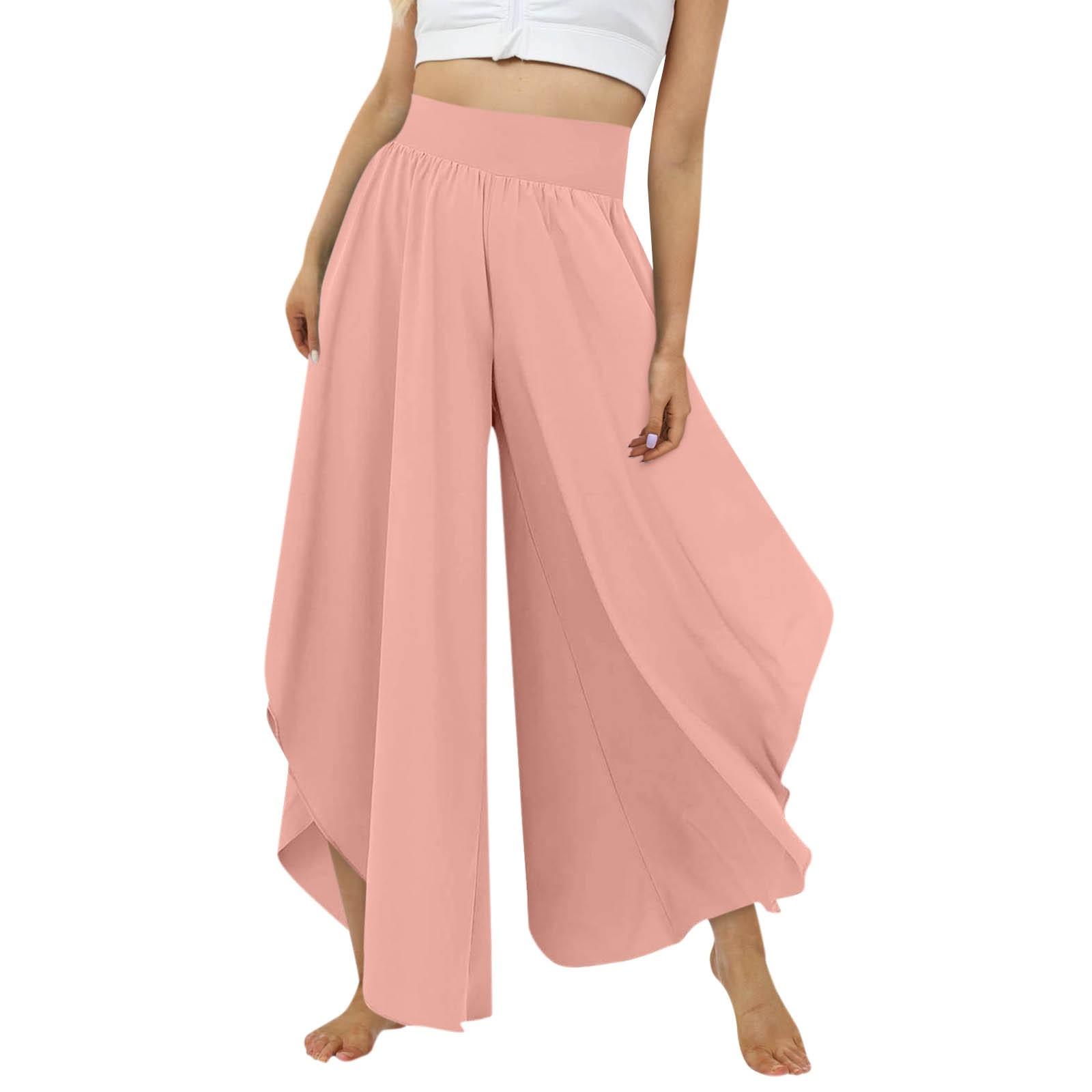 

Pants For Women Casual Summer Drawstring Elastic Waist Pant With Pockets M рожевий