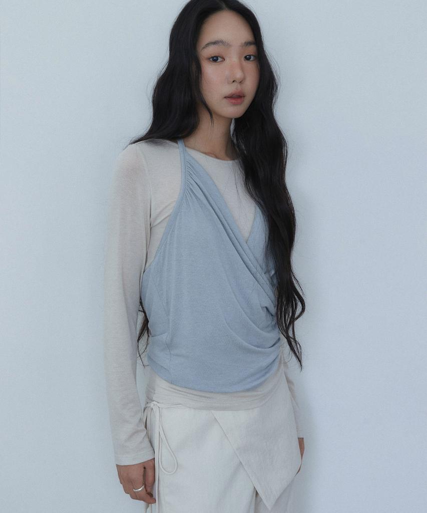 OURO [Yeoul Pick] Draped Halter Layered Set-Up