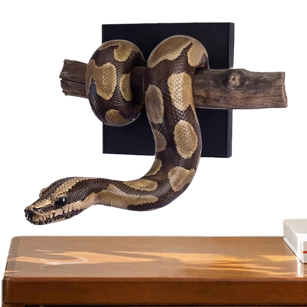 Snake Wall Decor 3D Realistic Gothic Resin Figurine with Branch Gothic Snake Decor for Home Bedroom Living Room Outdoor Bathroom