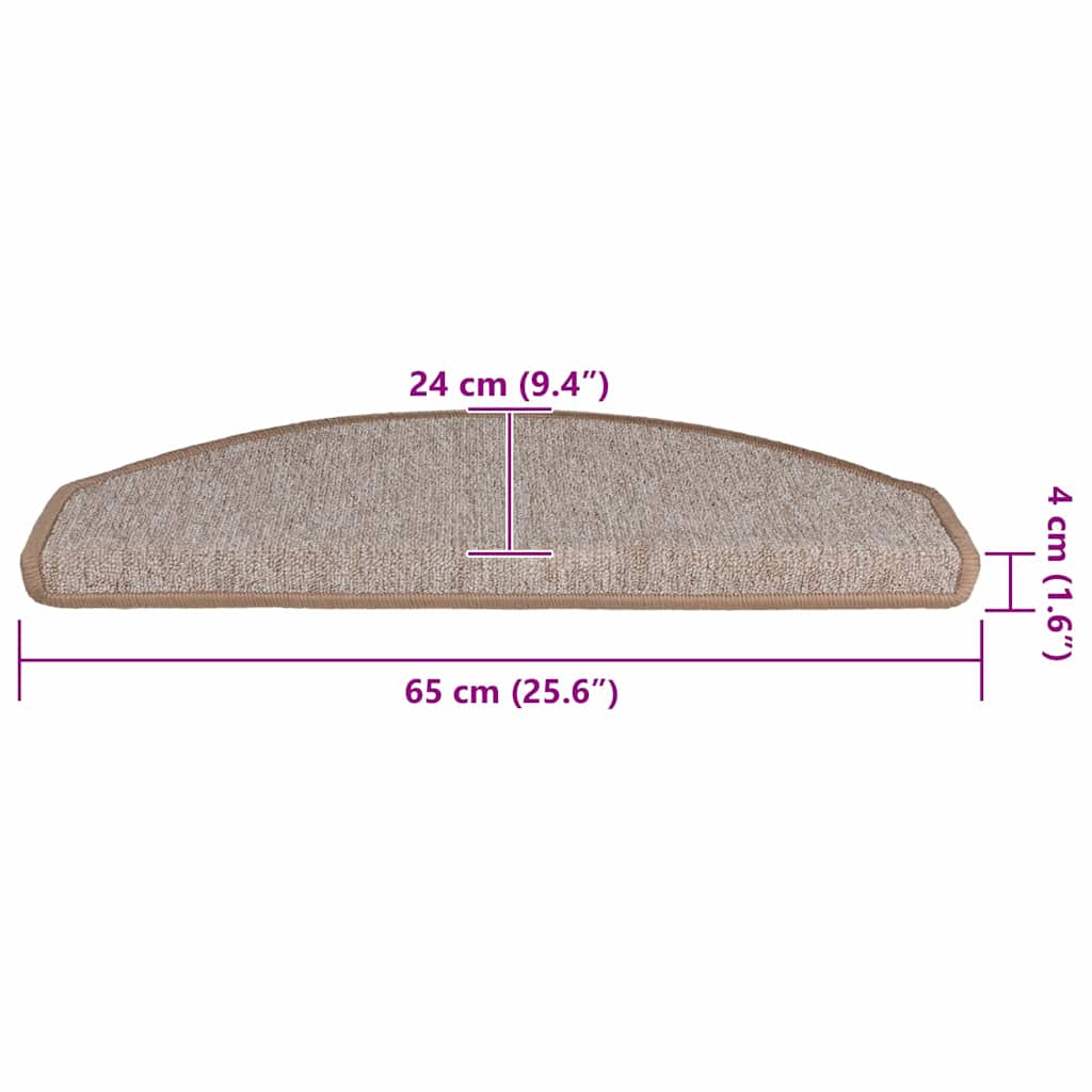Step Mats 30 pcs. 65 x 24 x 4 cm Light Brown Semi Circular Large