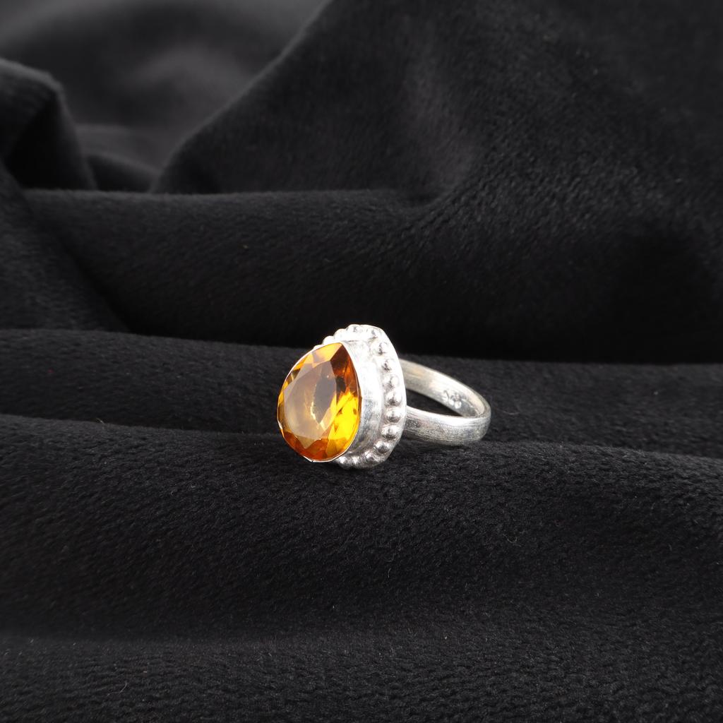 Yellow Citrine Gemstone Sterling Silver Handmade Jewelry Engagement Ring For Women RR-77-16