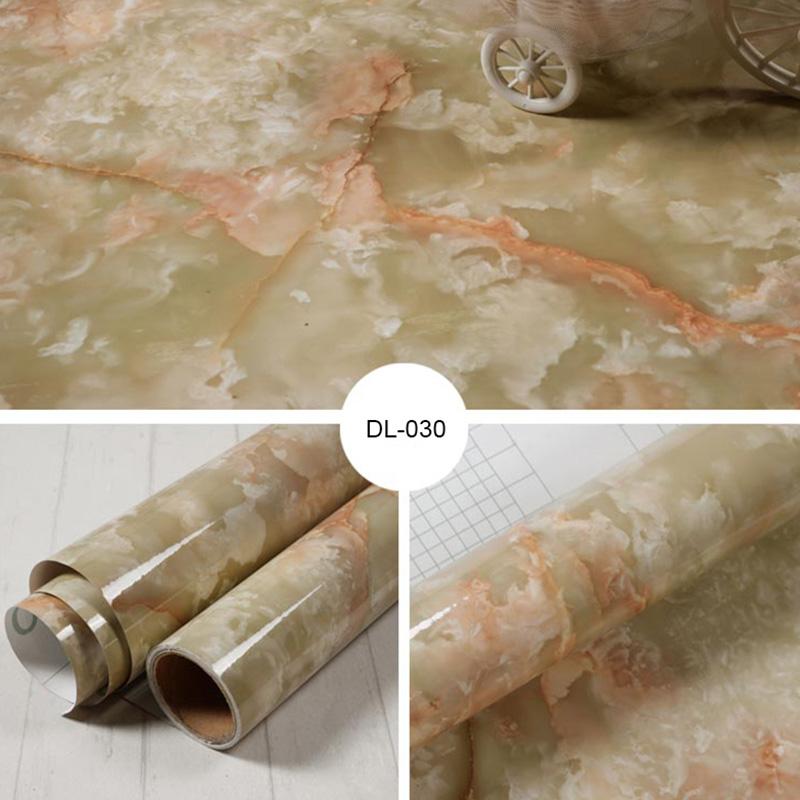 PVC Self-Adhesive Marble Wallpaper Kitchen Tile Stove Waterproof Oilproof Stickers Furniture Desktop Countertop Protective Film