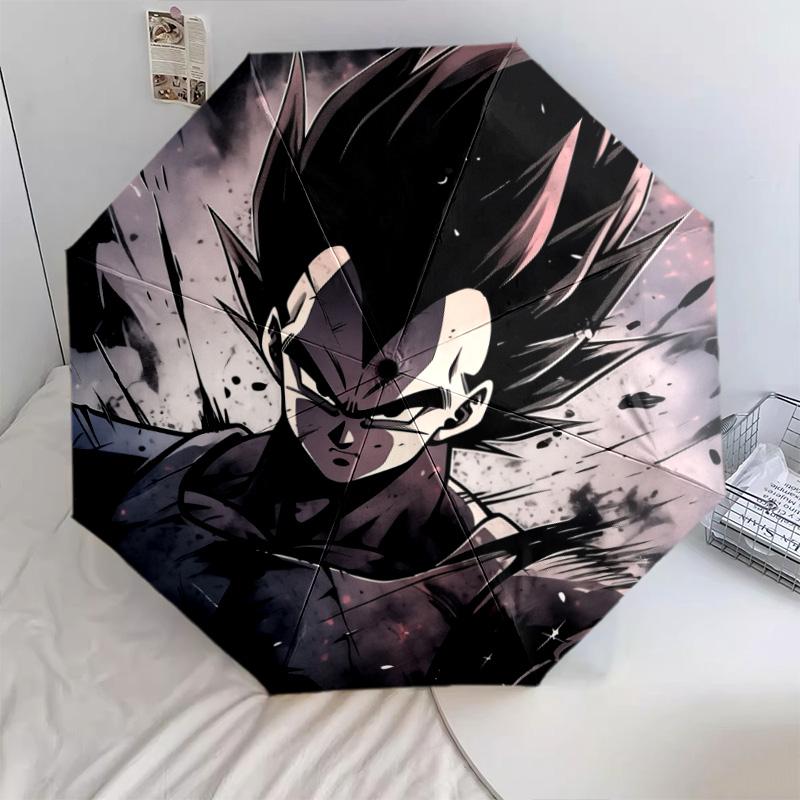 Padrão Dragon Ball, guarda-chuva de dobra automática, design portátil e dobrável, 8 varetas, um presente de Natal ou aniversário.