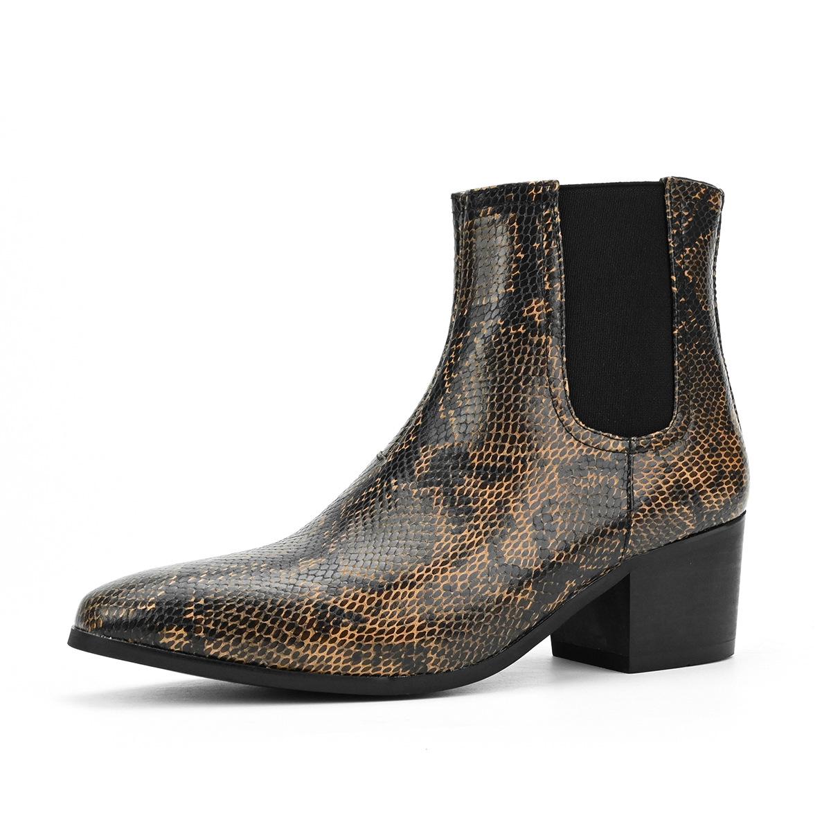 Chelsea-Stiefel mit hohem Absatz für Herren – Herbst-/Wintermode, quadratische Zehenpartie, höhenverstärkende Kurzstiefel. 45