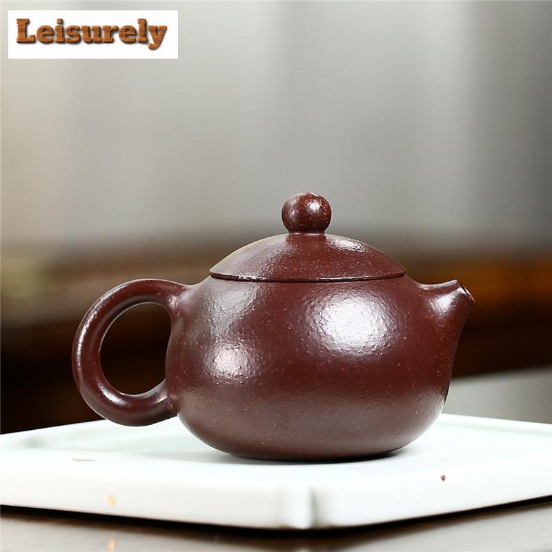 140ml Elegant Yixing Purple Clay Teapots Handmade Xishi Pot Raw Ore Purple Zhu Mud Kettle Chinese Zisha Tea Set Tableware Craft
