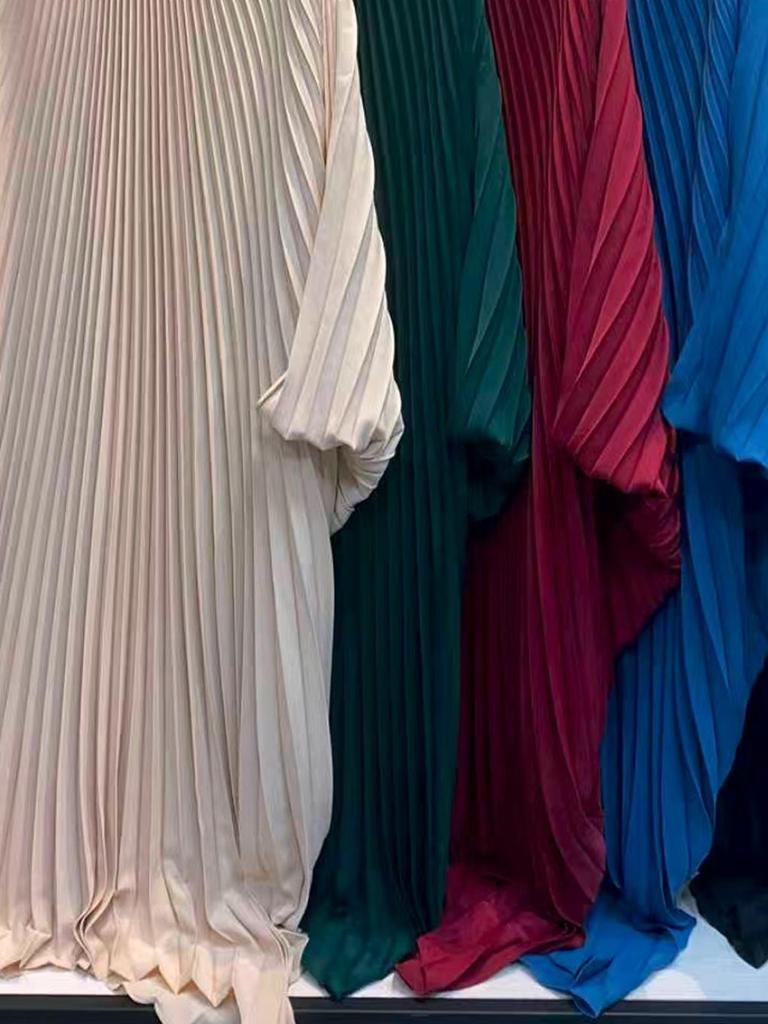 Pleated Plus-Size Maxi Dress: High-End Middle Eastern, European & American Style