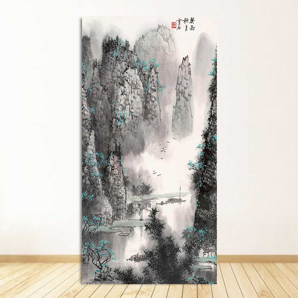 Classic Chinese Ink painting Landscapes Large Size Wall Picture For Living Room Home Decor-7 Huge Size Canvas Print Painting,