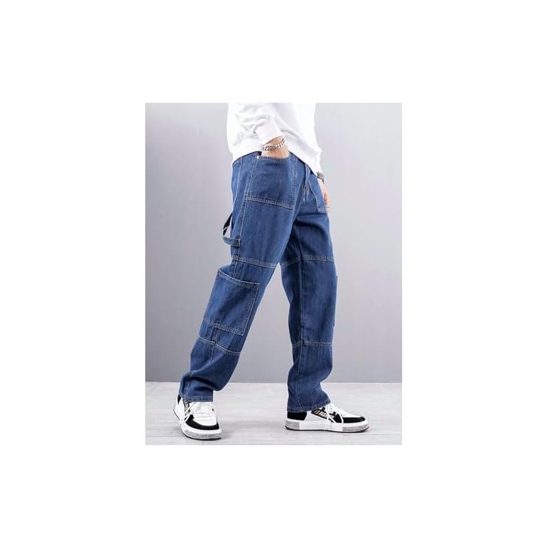 GRECIILOOKS Mens Classic Cotton Regular Fit Jeans (Black, 32) 36