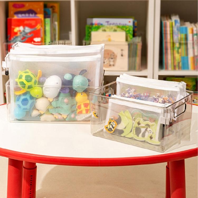 Mesh Sorting Pouches For Building Blocks Puzzle Zippered Closure Transparent Storage Solution For Small Toy