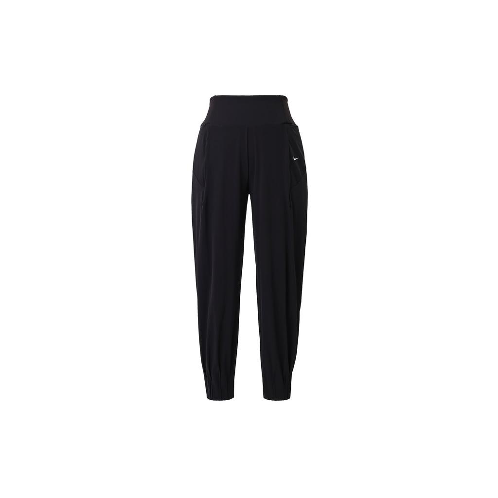 Nike Dri-FIT Breathable Quick-Dry High-Waisted Nine-Point Knitted Sports Pants Women Bottoms Black HQ1580-010