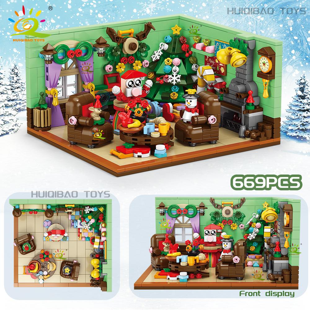 Christmas 24 Day Countdown Calendar Tree Santa Claus Train Model Building Block DIY Bricks Toys for Children Adult Gift