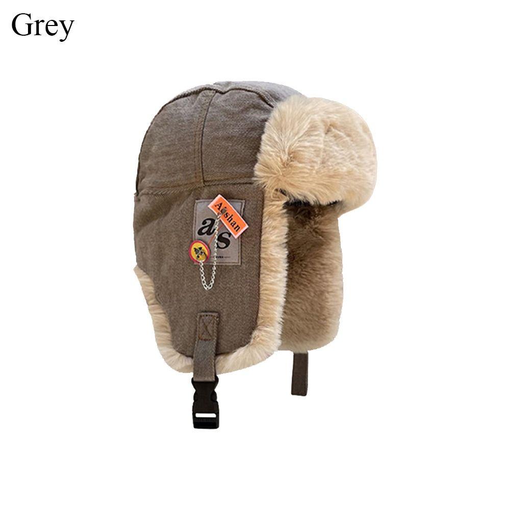 

Шапка-кубанка из искусственного меха Зимняя теплая шапка-ушанка Модная шапка с ушками Женская Мужская серый