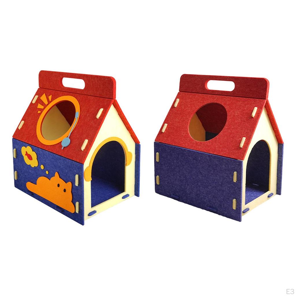 Cat House Cozy Bed Cave Handle Design Warm Funnest Play and Rest Scratch Resistant Easy Assembly