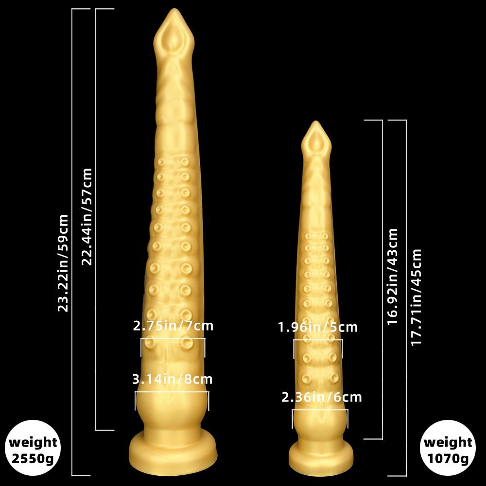59cm Gold Silicone Extra Long Masturbator Gay Dildo Anal Plug Fisting Strap On Penis Sex Toy Big Dick Realistic Cock